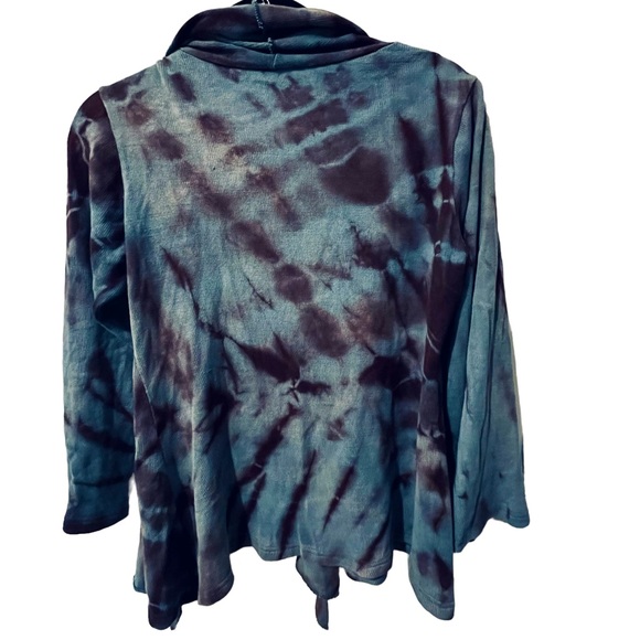 Yak n Yeti Tie Dye Blue & Dark Purple Open Cardigan Size Medium - Picture 16 of 16